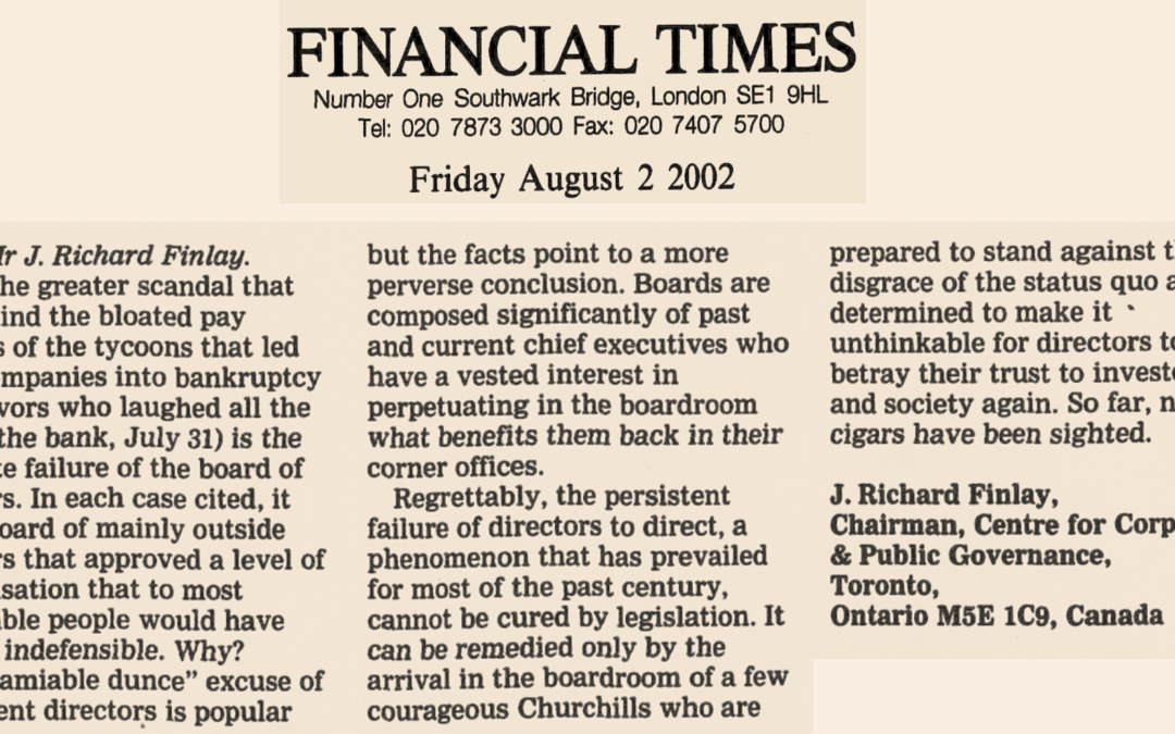 Writing in Financial Times, 2002